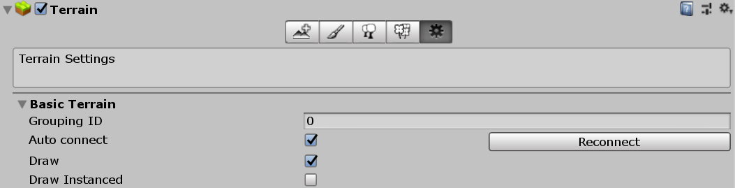 Terrain Settings for a Terrain tile