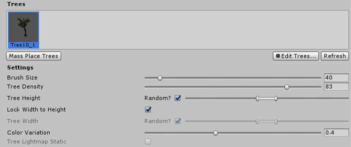 Settings for Trees